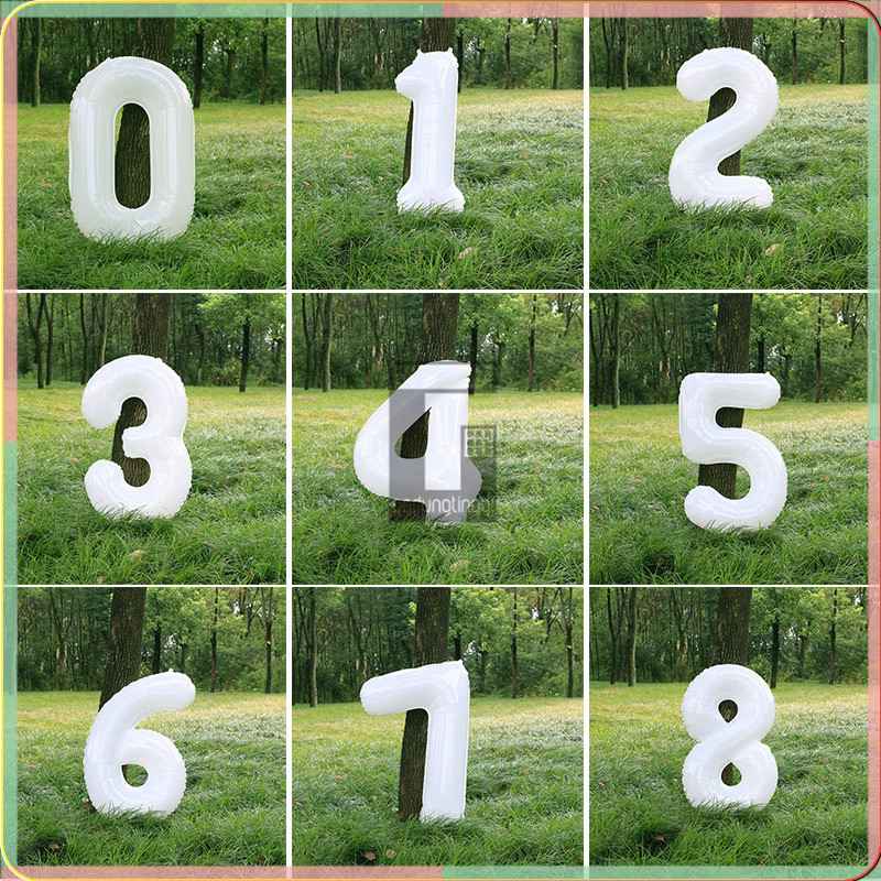 Balon Foil Angka warna Putih Jumbo Ukuran 80 cm 32 Inch 0-9/Balon Angka Ulang Tahun/Balon Pesta Warn