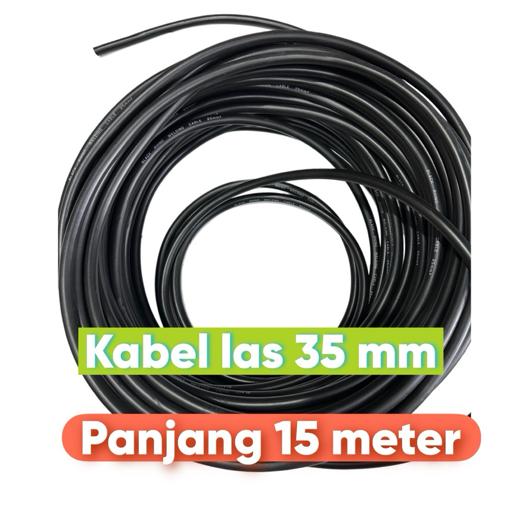 Kabel las RHINO 15 meter 35 mm kabel las listrik 35mm kabel trafo las listrik 450 watt 900 watt 120a