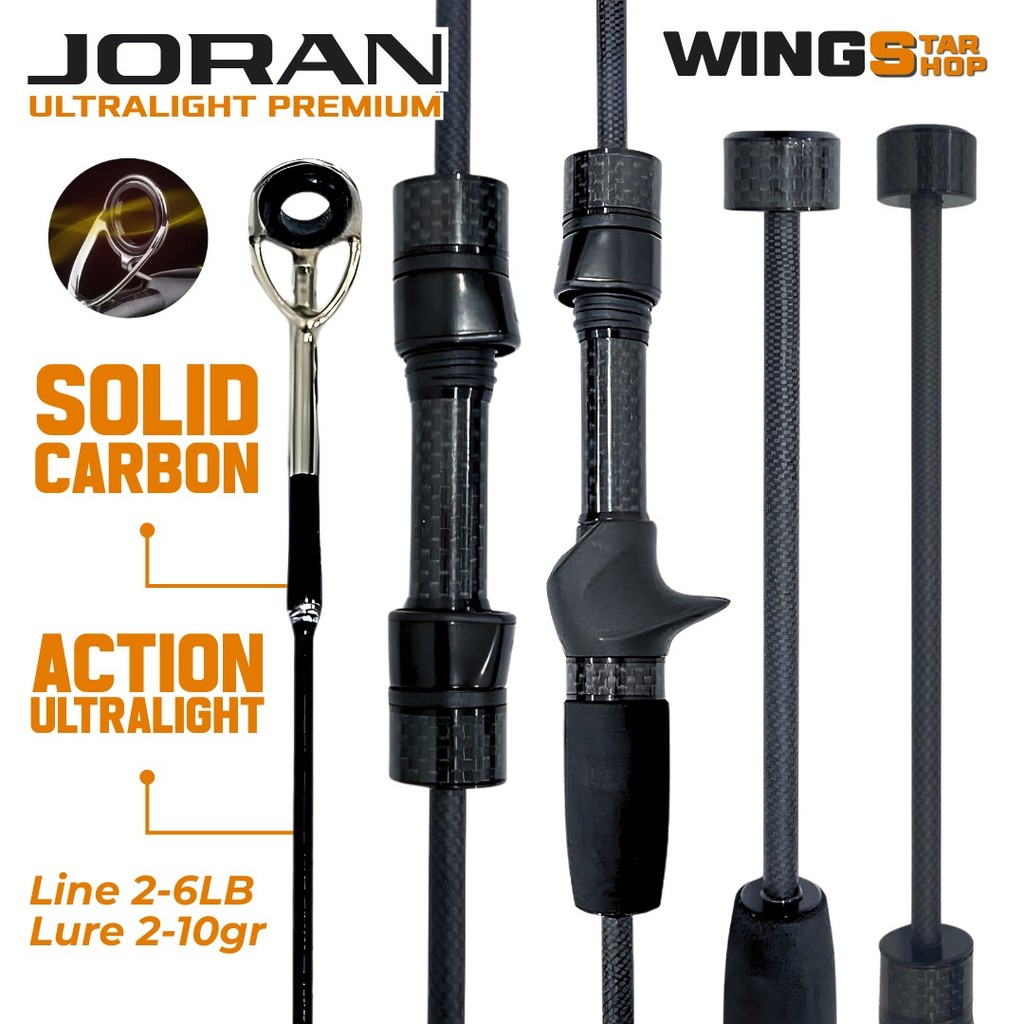 Joran Pancing Spinning Casting 2 Section Solid Carbon Action Ultralight 2-6lb Ring SIC Guide Anti Ka