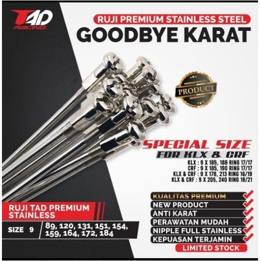Ruji Motor Stainless Stell Merk TAD Ukuran 89 SS Anti Karat Big Nipples