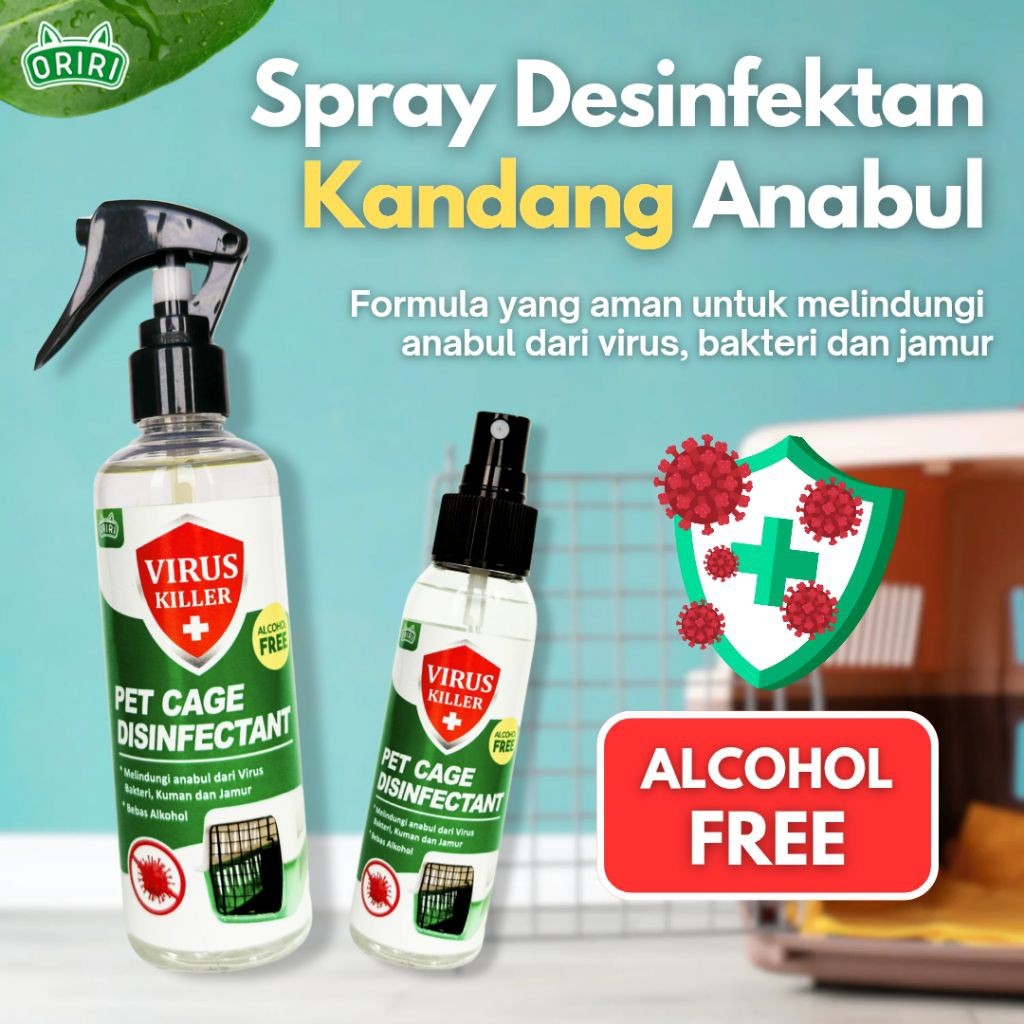 NEW  Oriri Cage Disinfectant Anti Virus - Spray Desinfektan Kandang Kucing, Anjing, Kelinci -
