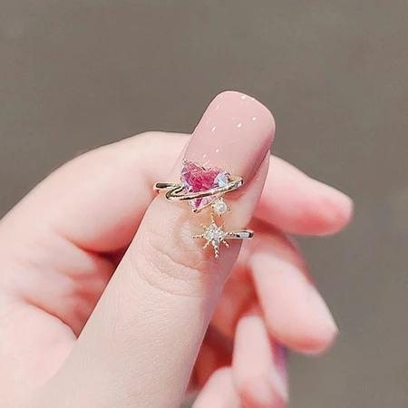 Cincin Wanita Batu Permata Warna Warni, Cincin Berlian Imitasi Elegan, Cincin Fashion Model Korea