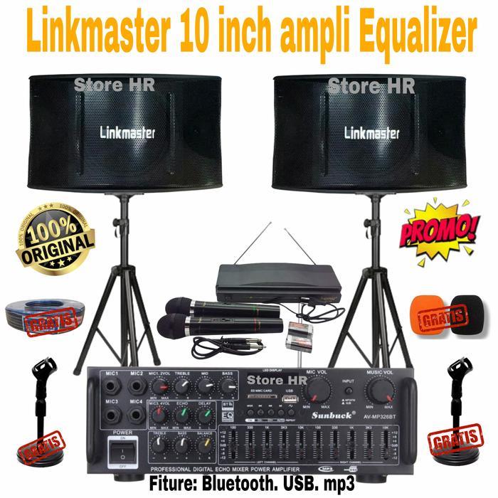 paket sound system karaoke linkmaster 10" ampli Equalizer mic wireless