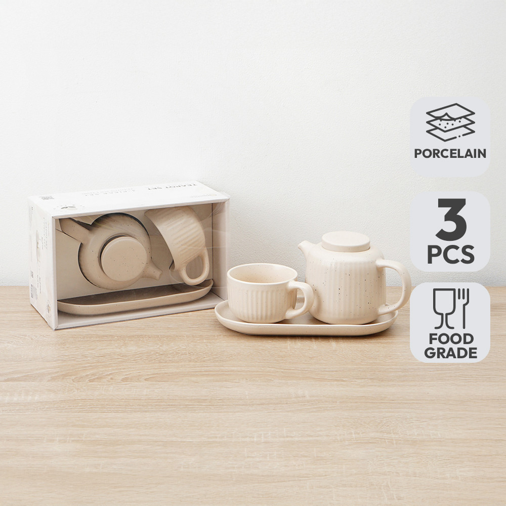 Informa Appetite Set 3 Pcs Hazel Teko Teh & Cangkir Dengan Nampan - Putih Mug Gelas Minum Cangkir Te