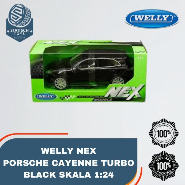 Nex welly Porsche Cayenne Turbo Hitam Skala 1:24 Welly Door Openable Mainan Diecast Original 100% Ba