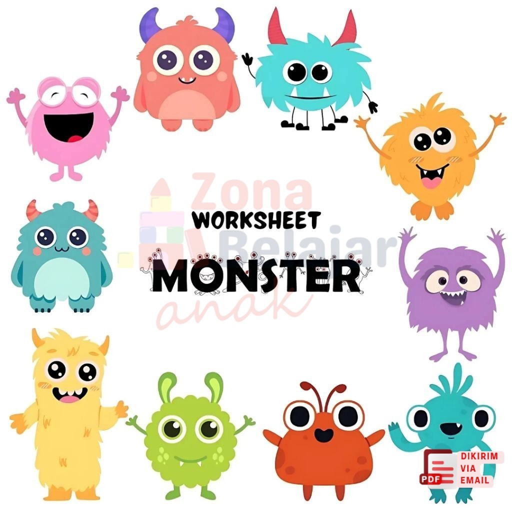 Monster Activity Worksheet Anak 2–8 Tahun | 100 Halaman Mewarnai, Tracing & Aktivitas