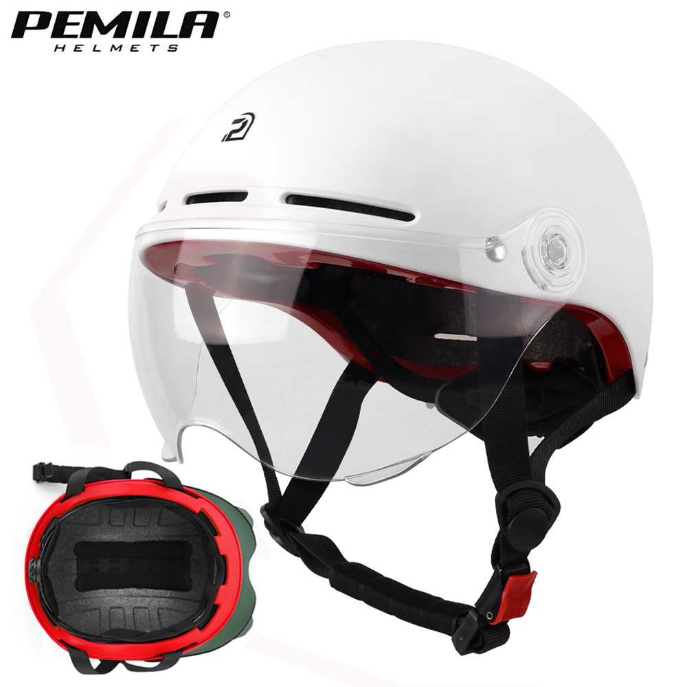PEMILA Bicycle Helmet With Goggles Cycling Helmet Full Edge Wrapping Tenology Bike Helmet Road MTB E