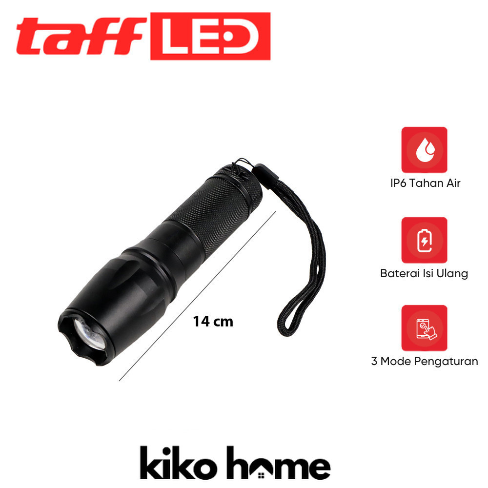 TAFFLED Senter Tactical XML-T6 3000 Lumens Dengan Baterai Charger Box - E97