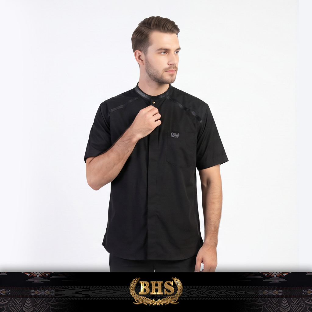 Baju Koko BHS Cosmo Arqam Black