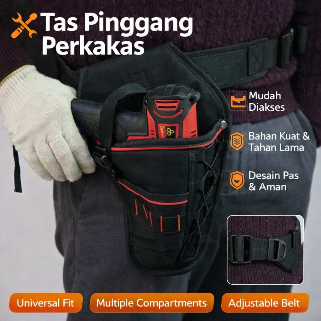 CAS - ESPLB Tas Pinggang Perkakas Drill Holster Tool Bag Sarung Bor Kanvas - GJ0199