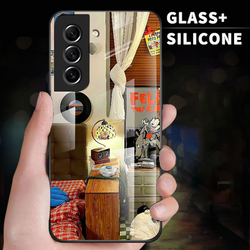 Glass Case For Samsung S21 FE 5G Note10 4G Plus Note9 On7 2016 Ultra S24 S25 S8 Silikon Back Bagus B