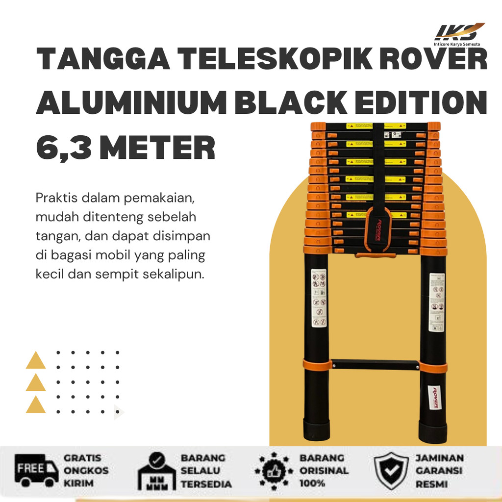 ROVER Tangga Teleskopik Aluminium 6,3 Meter Black Edition