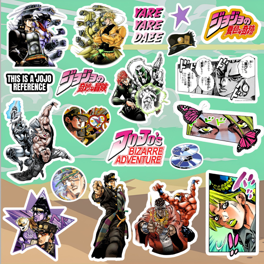 JoJo's Bizarre Adventure Anime Sticker Vinyl Pack – Stiker Jojo Waterproof Sticker Laptop Motor Helm