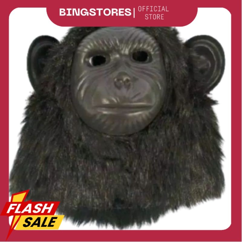 TOPENG BENTUK MONYET GORILA KINGKONG WARNA COKLAT HITAM PUTIH BAHAN HALUS - MAINAN ANAK TH