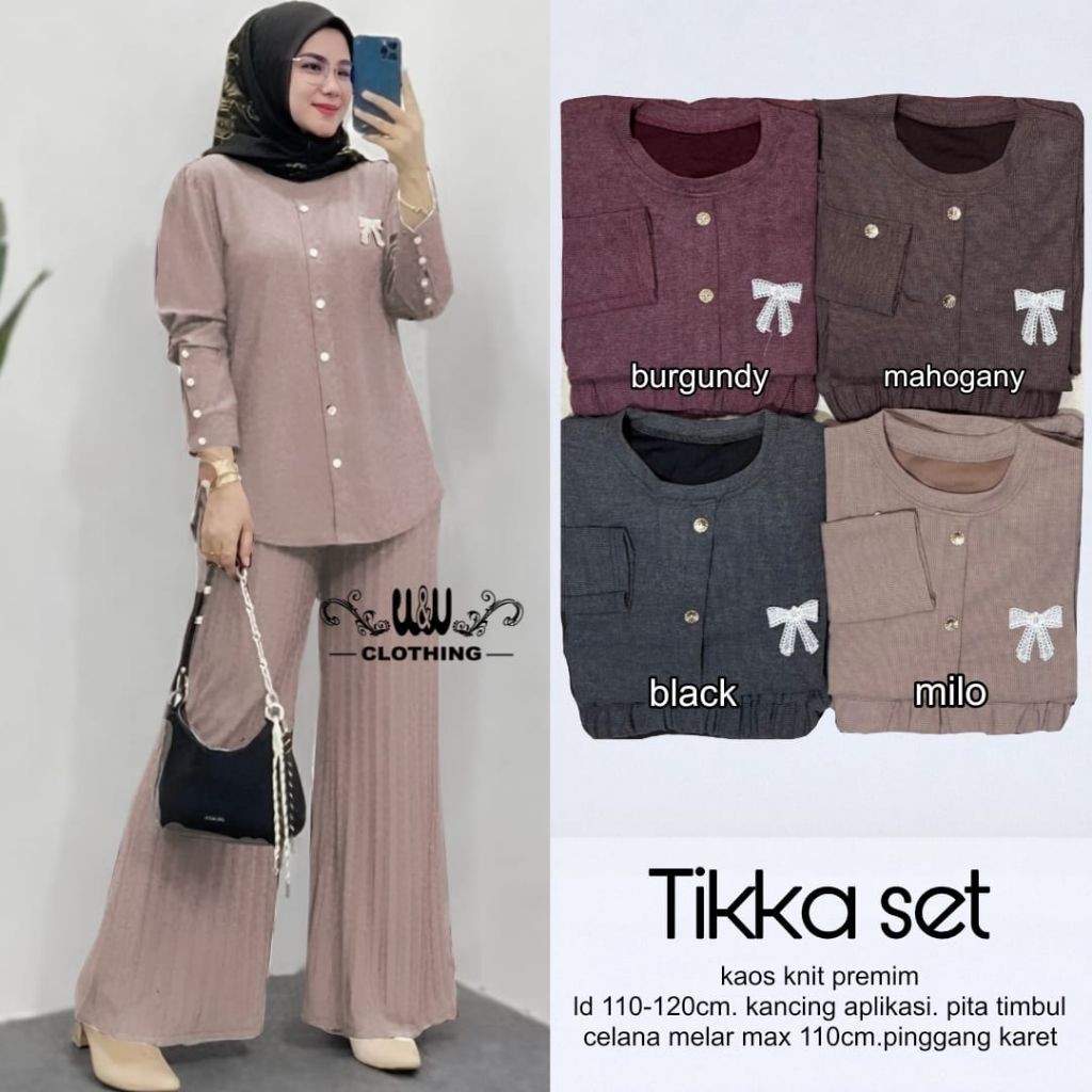 ada grup reseller tanyakan ke admin alya store Setelan Wanita Murah Terbaru Tikka Set Kaos Knit Prem
