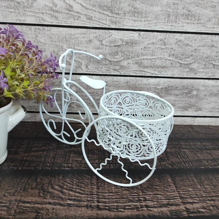 ON SALE  Pajangan pot sepeda mini / pot tanaman hias palsu / pot dekorasi - Putih