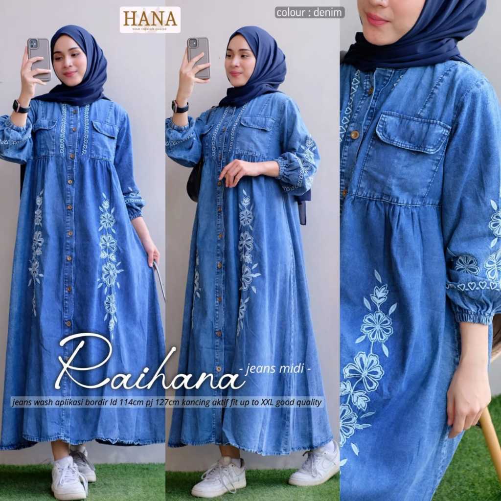 0712    RAIHANA JEANS MIDI DRESS by hANA FASHION