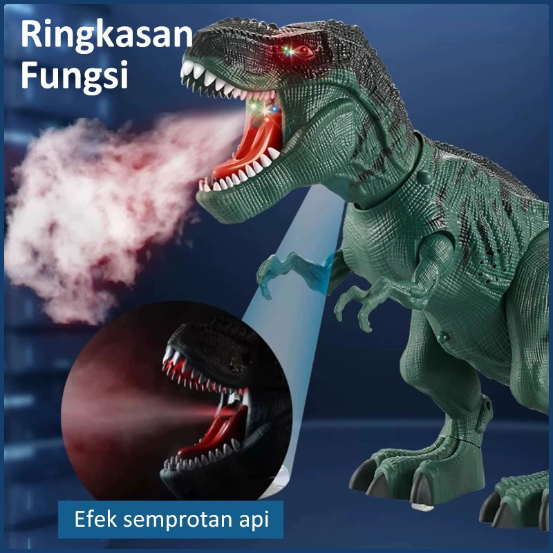 Mainan RC Dinosaurus 2.4G - Velociraptor & T-Rex, Suara & Cahaya Realistis, Baterai Termasuk, Hadiah