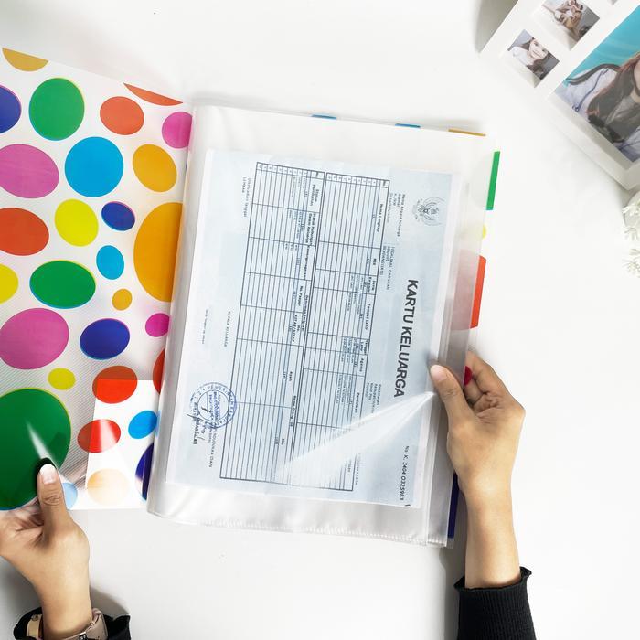 Topla Map Dokumen Motif Bulat Kotak Clear Holder 333F Dokumen Fancy Ukuran Folio F4 40 File Plastic 