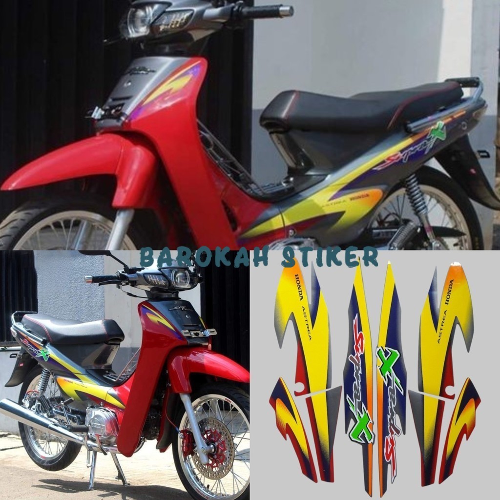 STRIPING STICKER LIST MOTOR HONDA SUPRA X 100 2000 2001 ABU MERAH FULL BODY