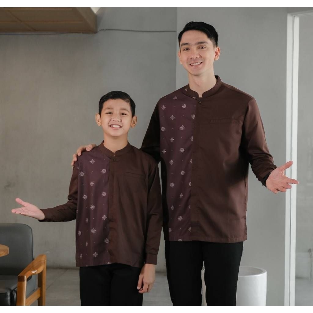 Kemko Couple Ayah Dan Anak Warna Mahogani Toyobo Fodu Premium