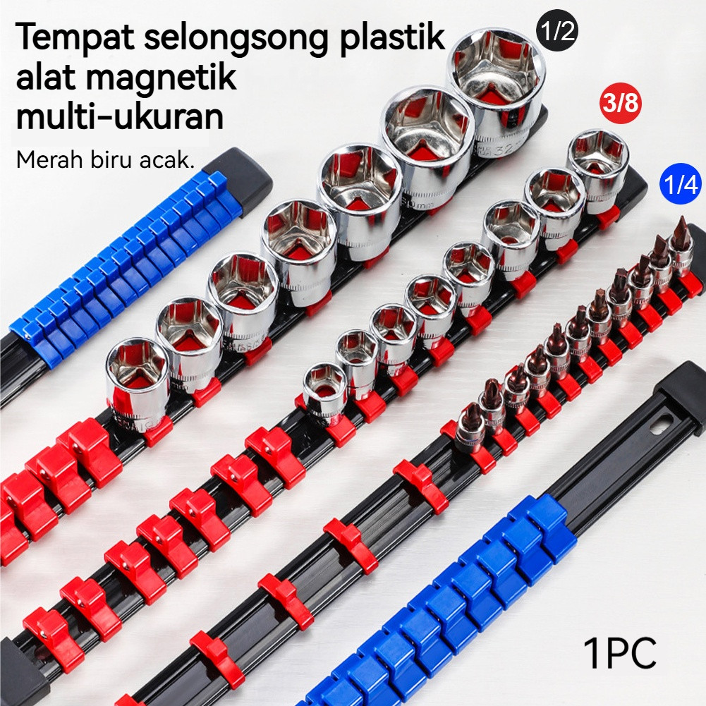 Tempat Socket Mata 1/2"/ 1/4"/ 3/8" Socket Rail Tempat Kunci Sok Sock Holder Tools Tahan Lama Adjust