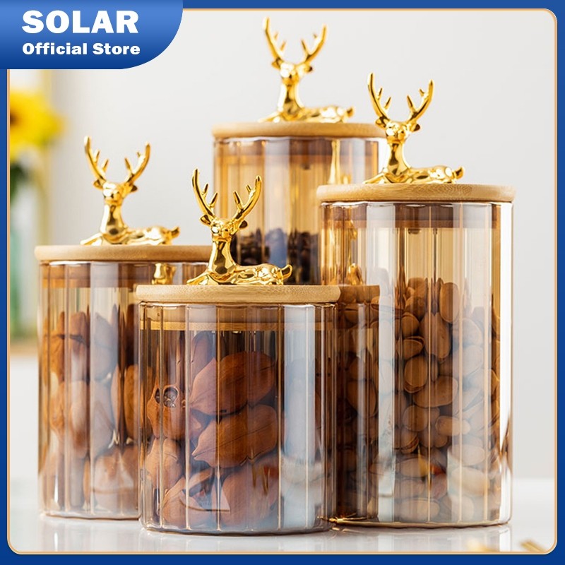 Toples Rusa Gold Toples Tutup Kayu Toples Kue Toples Gold Penyimpanan Makanan Toples Lebaran Toples 