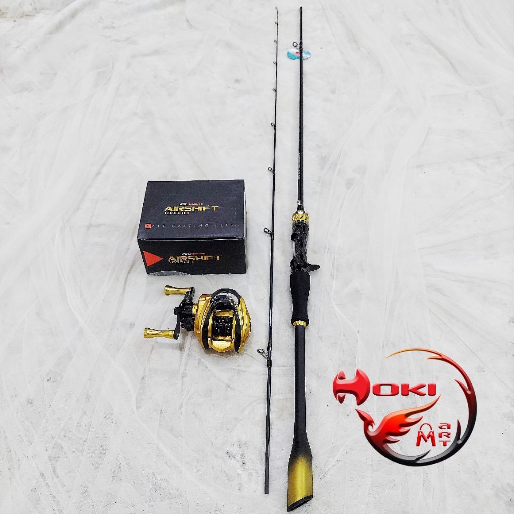 Set Joran Casting Carbon Hollow HYPERION 180 210 + Reel MAGURO Air Shift 103 SHL