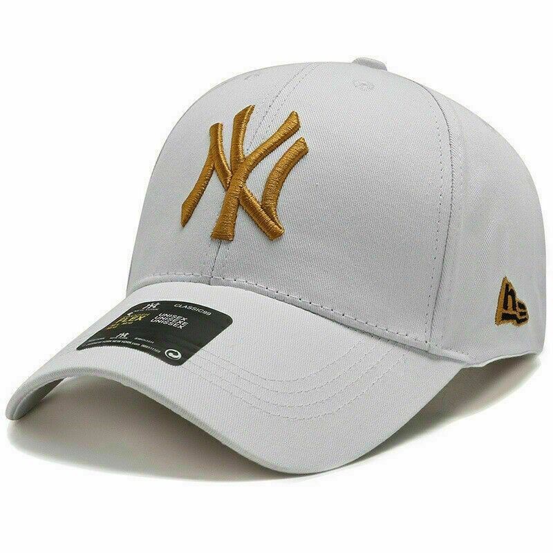 Topi NY New York Putih Lis Kuning Topi Baseball Pria Wanita Keren Kekinian / Topi New York