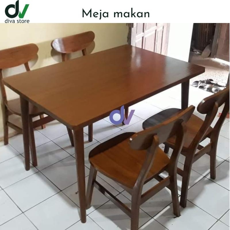 Meja Makan 4 Kursi Kayu Jati / Meja Kayu Kursi Cafe