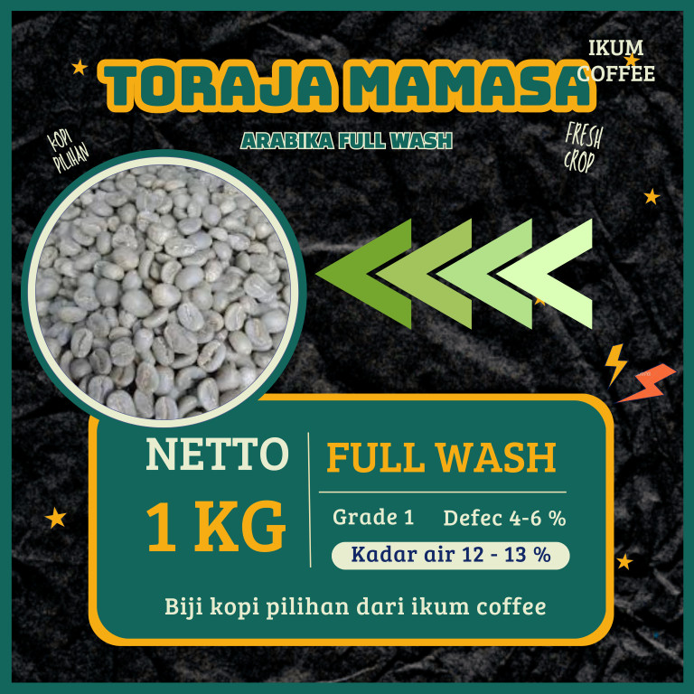 Green Bean  biji kopi Arabika Toraja mamasa - full wash - 1kg