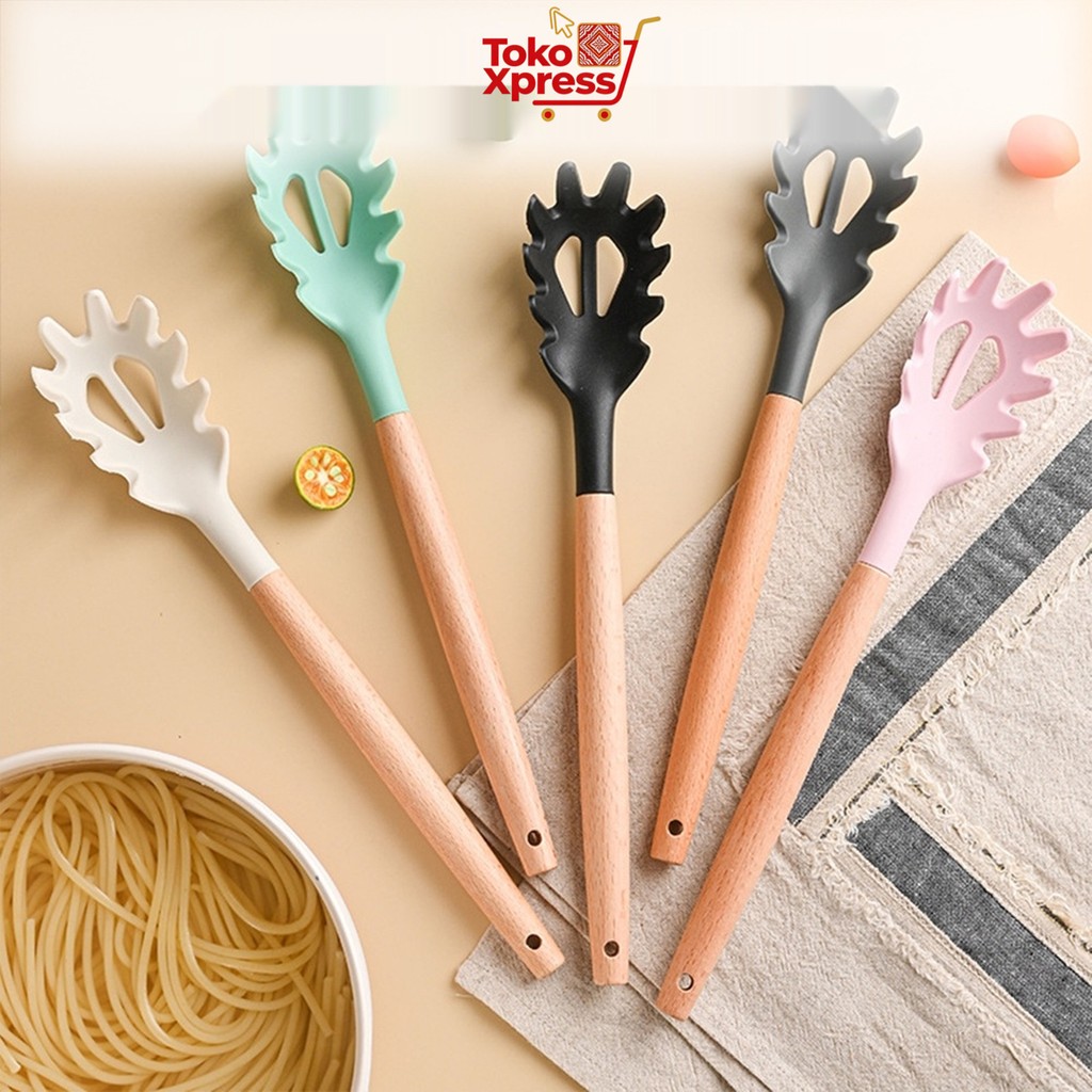 Toko Xpress Spatula Sutil Silikon Tahan Panas Dengan Gagang Kayu Tidak Panas Aman Untuk Wajan Anti L