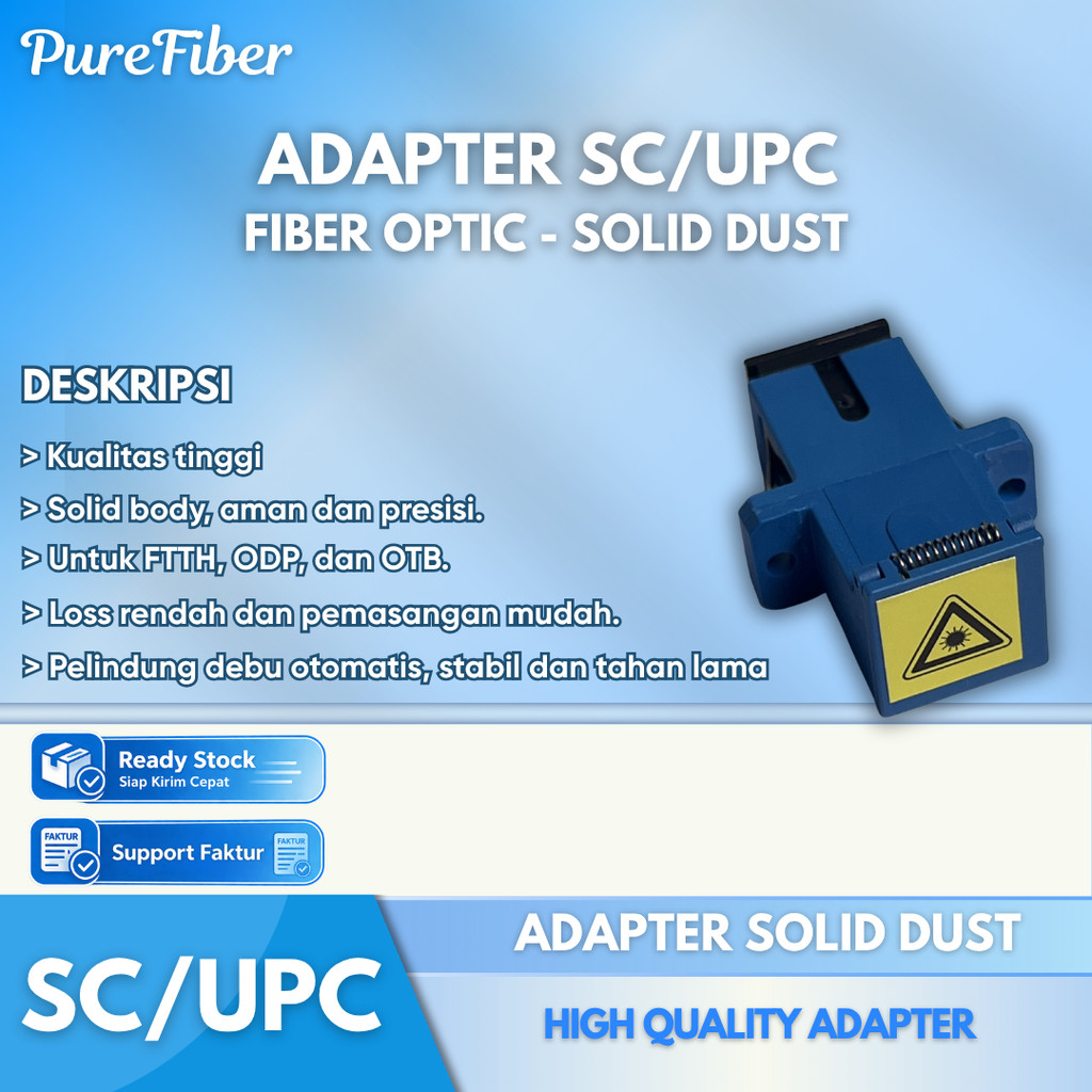 Adapter SC UPC Fiber Optik Solid Dust Cap FTTH ODP Premium