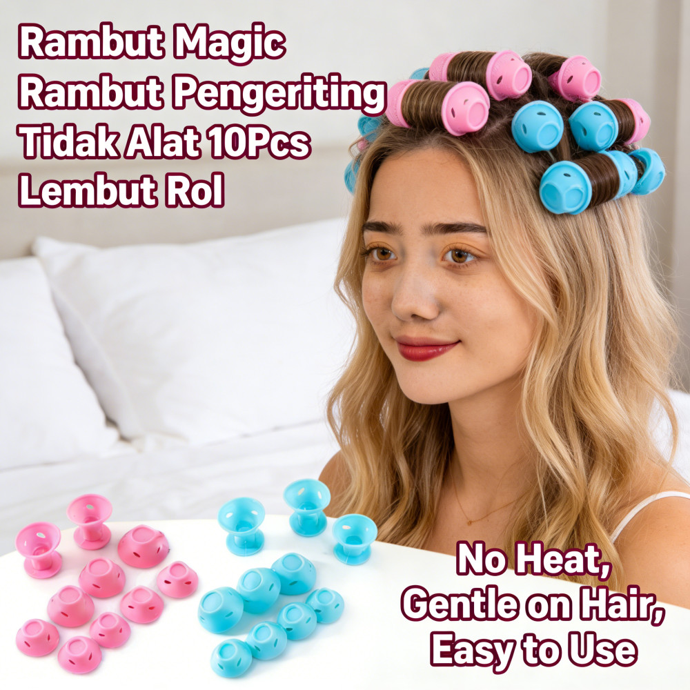 Rambut Tidak Panas Magic Pengeriting Alat Lembut Rambut Rambut 10Pcs Rol