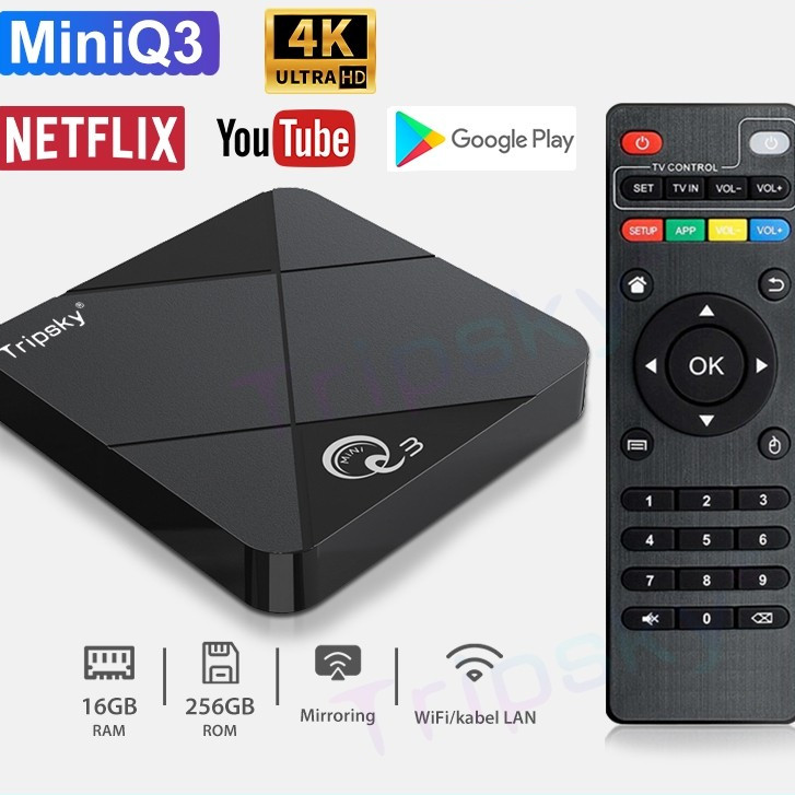 JNDTECH MiniQ3 Android Tv Box 16gb Ram 256gb Rom Tv Box Android 14 2.4G Wifi Smart Tv Box Unlock Tv 