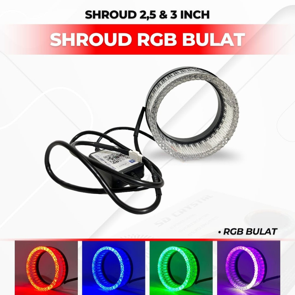 SHROUD 5D 3 INCH BULAT WRGB  BLUETOOTH APP ANDROID IOS CONTROLLER AKRILIK PREMIUM - SATUAN