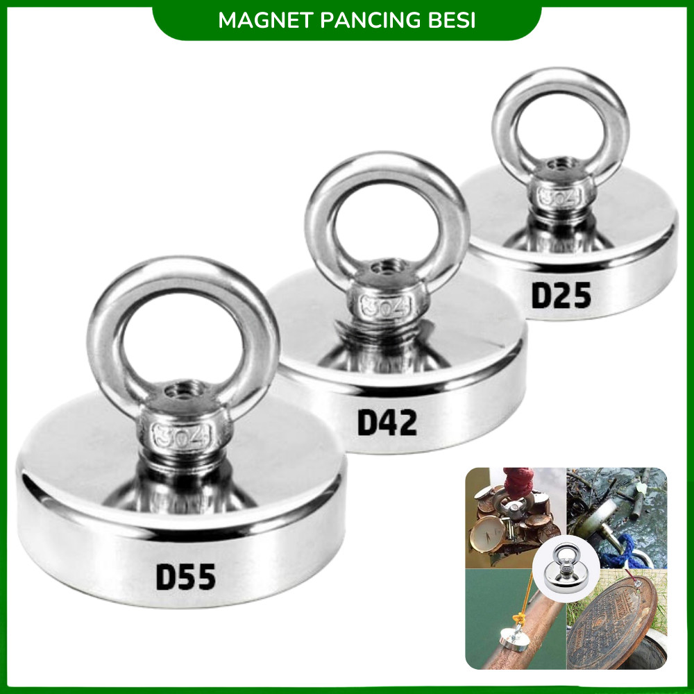 Magnet Neodinium Magnet Kait Bulat Pancing Magnet kuat  D25(17kg), D42(48kg), D55(102kg)  daya tarik