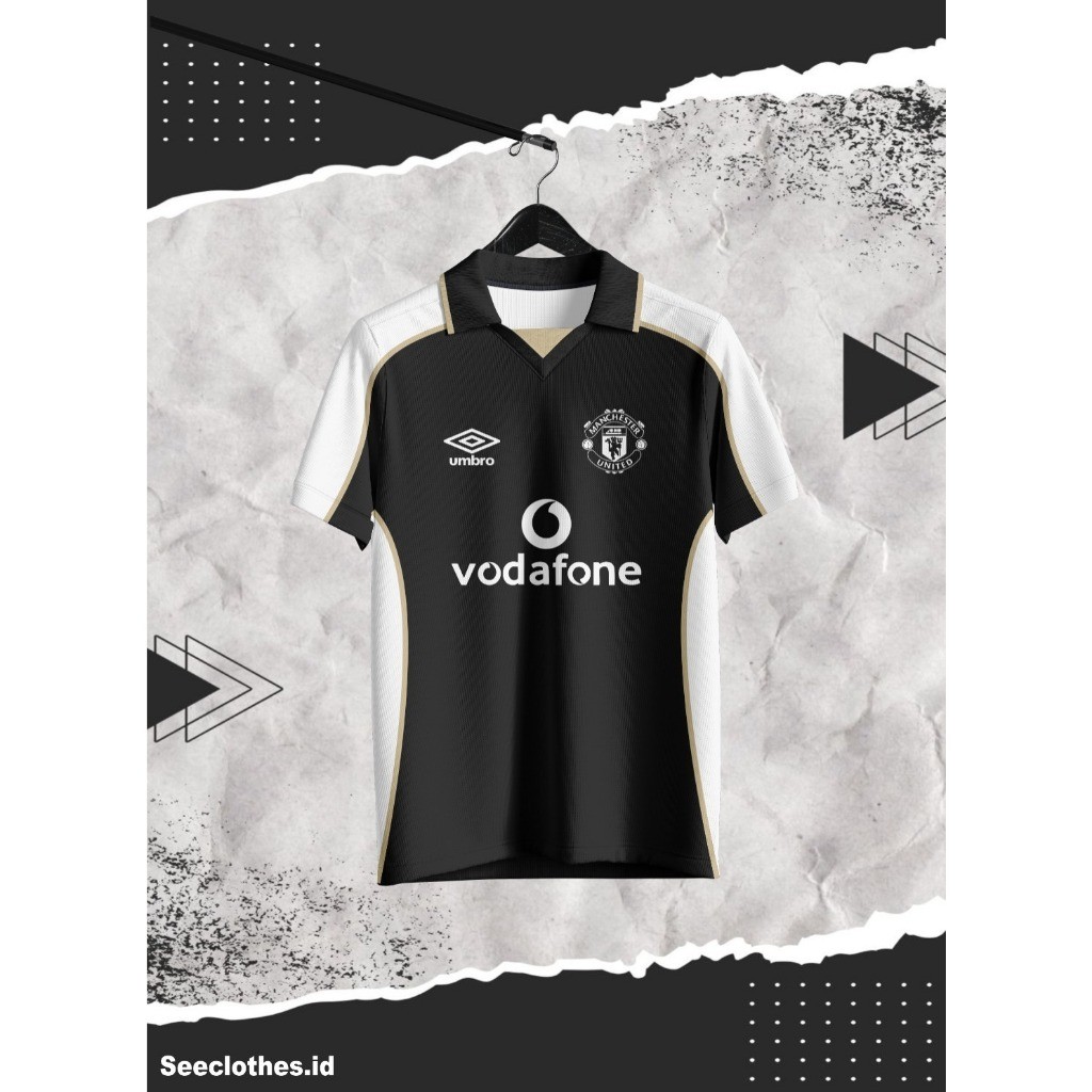 CANDUSHOP Jersey Vintage Seeclothes.id Manchester United Fantasy Hitam Putih 3rd 2001/2002