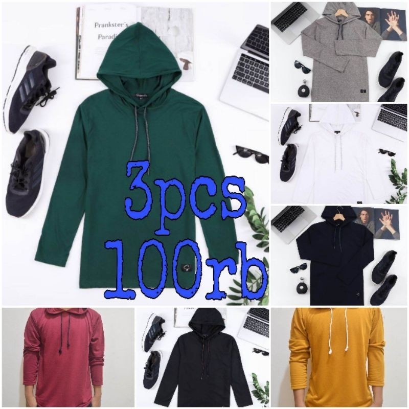 Hoodie Kupluk Lengan panjang POLOS / kaos hoodie pria Distro / kaos hoodie pria lengan Panjang / kao