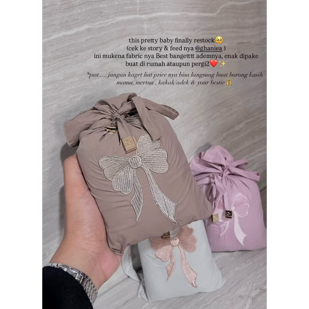 HOUSEOF.GHANIEA-Ainun Telekung Embroidery Mukena Sulam Travel Premium Nylon Silk Mukena Bordir