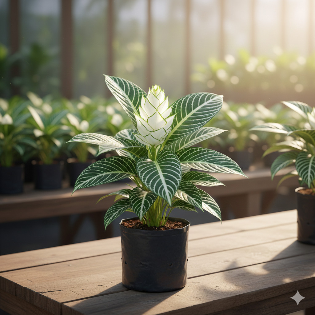 tanaman hias aphelandra zebra- aphelandra squarrosa snow white -tanaman hidup - tanaman indoor - rim