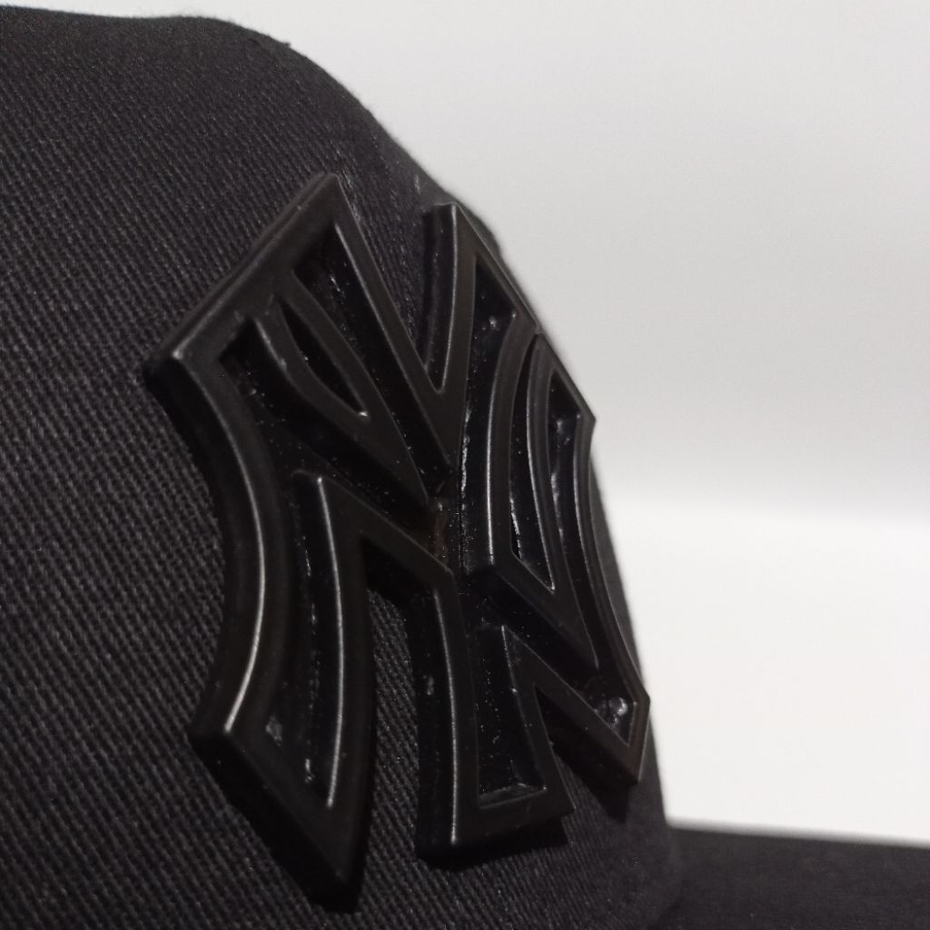 RANUWI Topi Snapback Original Import NY/ New York Black On Black Metal Stack  Baseball Cap Distro Fa