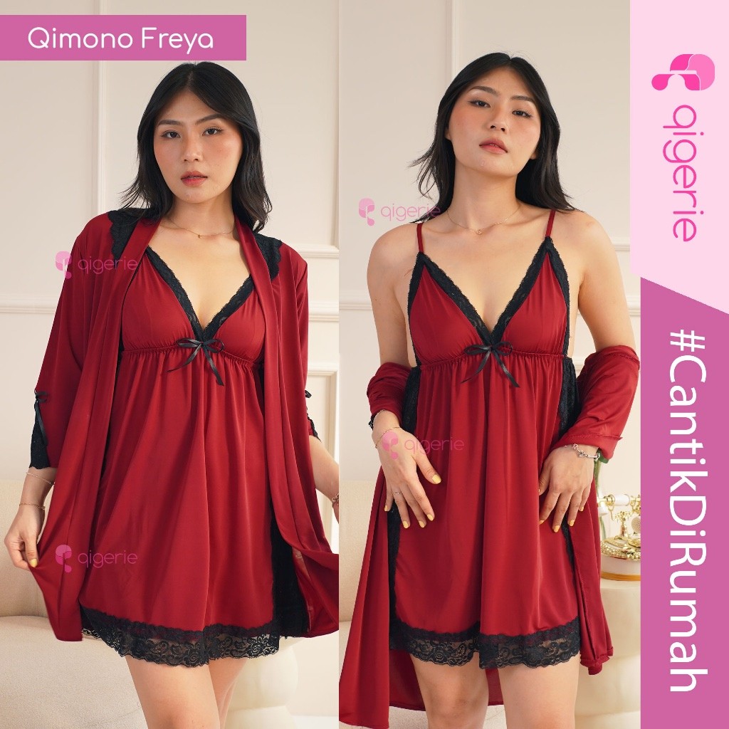 FREYA QIGERIE Baju Tidur Kimono Sexy Lingerie Kimono One Set