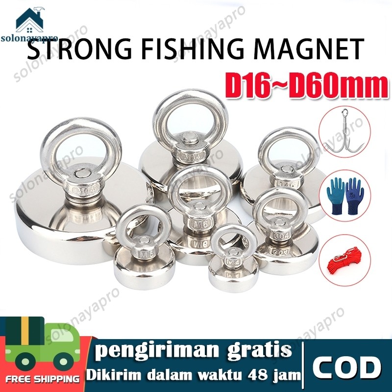 60MM Magnet Pancing Strong Neodymium Gantungan Super Kuat Magnet Fishing Bulat Hook
