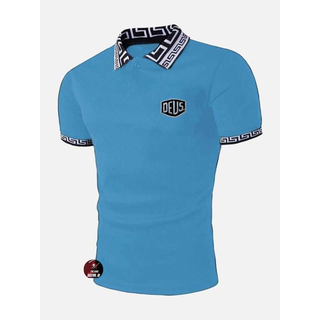 Kaos kerah polo wangki DEYUS> Kaos kerah motif pria terbaru> Kaos kerah kombinasi pria> Kaos import 