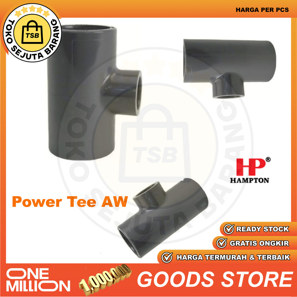 Power Tee Aw Fitting Inch Pvc Verlop Tee Reducer Vlok Polos Sambungan Leter T Pipa Tebal Non Timbal 