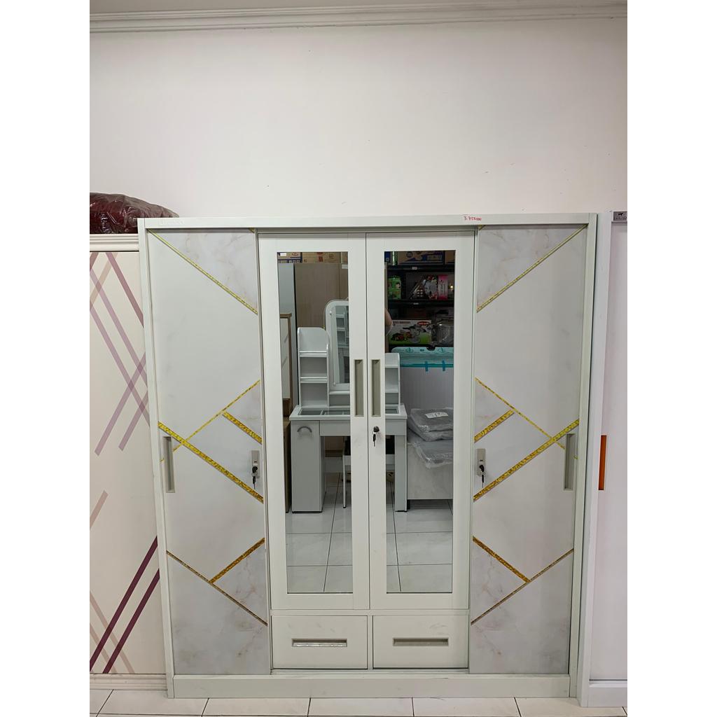 Lemari Baju Lemari Pakaian Besi 4 Pintu 2 Laci Jumbo