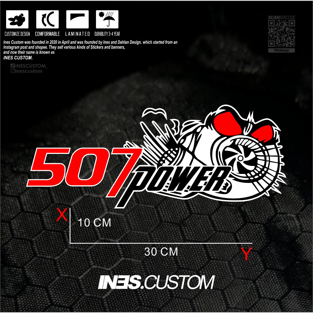 STIKER 507 POWER STICKER KACA MOBIL