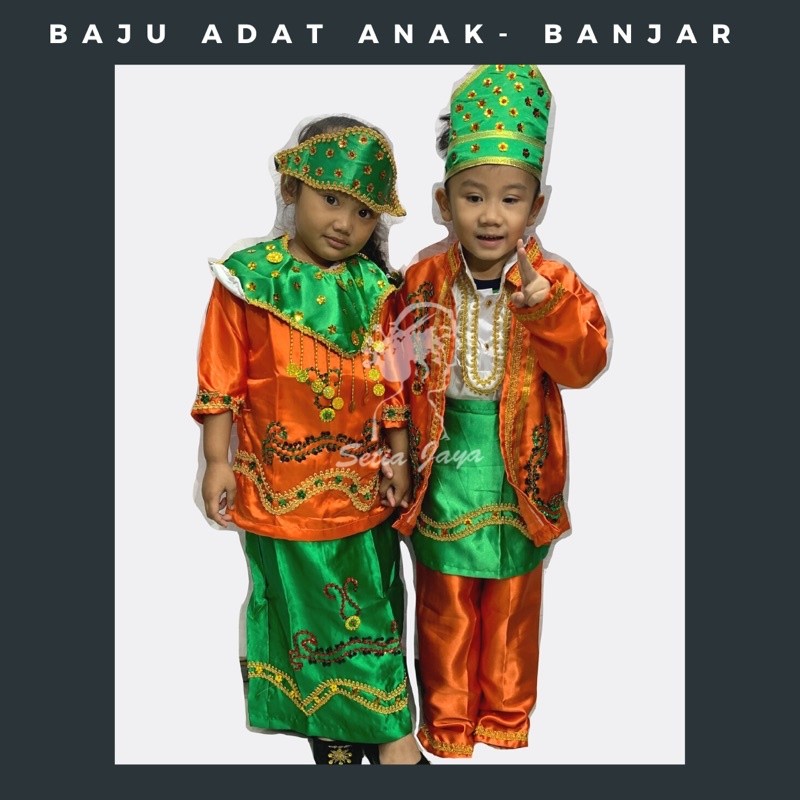 Baju Anak Banjar SD/ Adat Anak Kalimantan / Kostum Karnaval/ Tarian