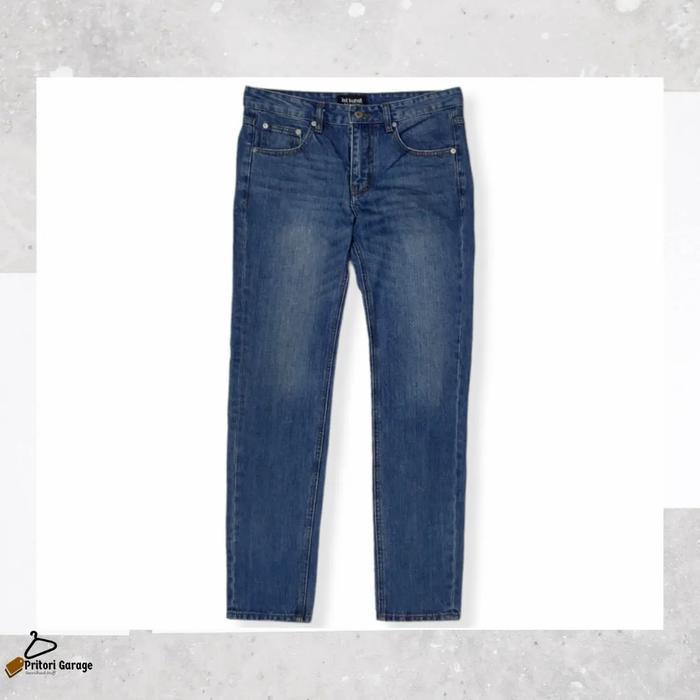 Raw Denim Tebal Ist Kunst Jeans Skinny Fit Blue Faded Color Vintage 34